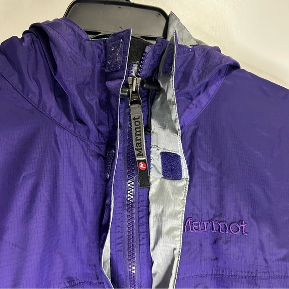 Marmot Hoodie Womens Small Purple Full Zip Hooded Water Rain Jacket-Peeling/FLAW - Picture 6 of 16